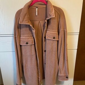 FP Movement by Free People Tan Textured Button Down Shirt